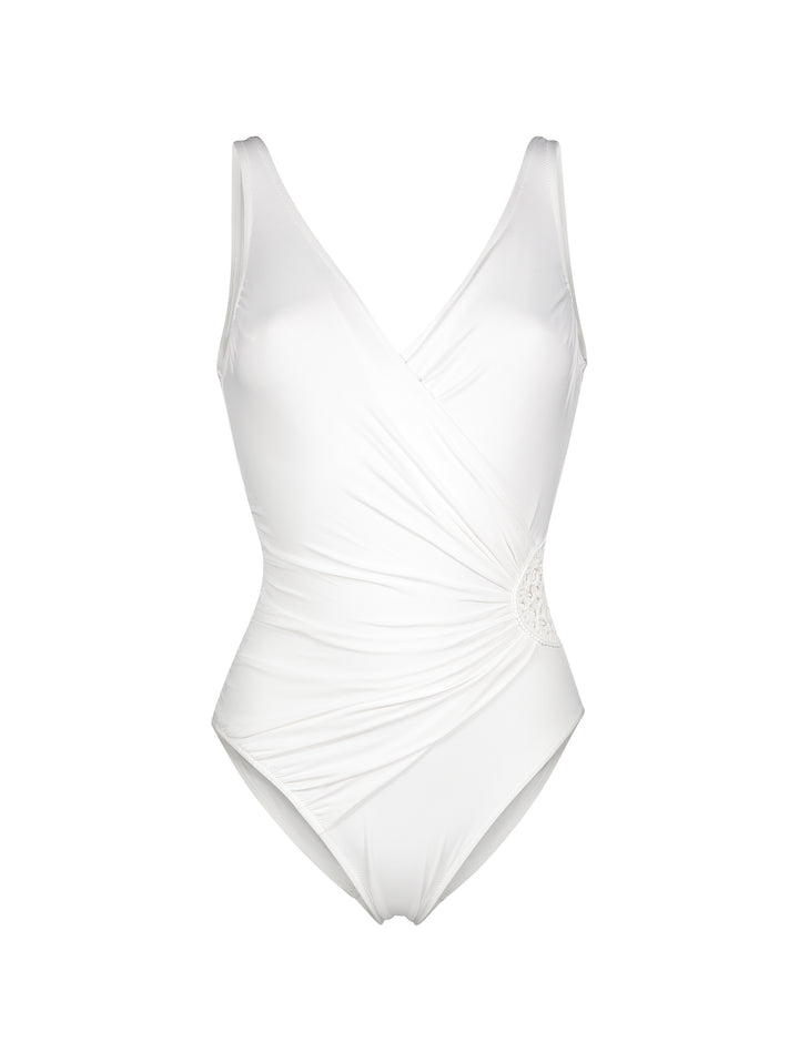 CHRIS Crochet White One Piece Swimsuit